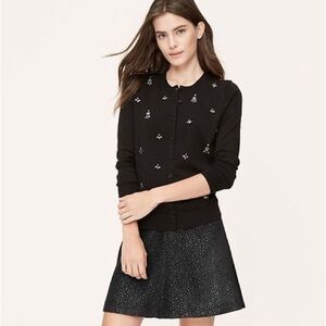 BADGLEY MISCHKA Black Embellished Cardigan and Skirt Set